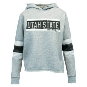 womans cropped utah state hoodie gray